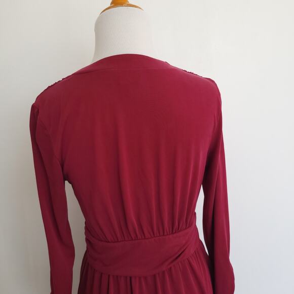 ModCloth Knit On The Town Dress Faux Wrap Midi Jersey Stretch Women Medium - Picture 6 of 14